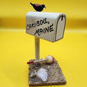 Vintage 3" Mailbox Decor Wooden Maine USA Ocean Fishing Seashell Miniature
